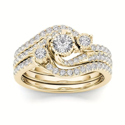 Stackable Rings for Women - Wedding Ring Set for 9 Pieces Multi-Style Bands with Synthetic Zirconia - product detail view 3