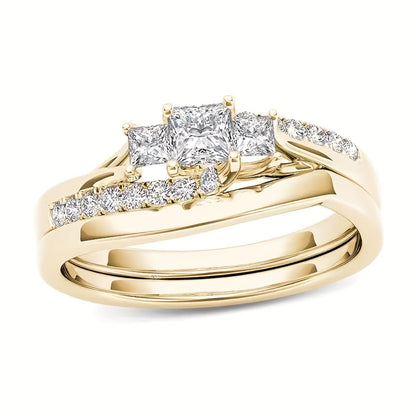 Stackable Rings for Women - Wedding Ring Set for 9 Pieces Multi-Style Bands with Synthetic Zirconia - product detail view 8