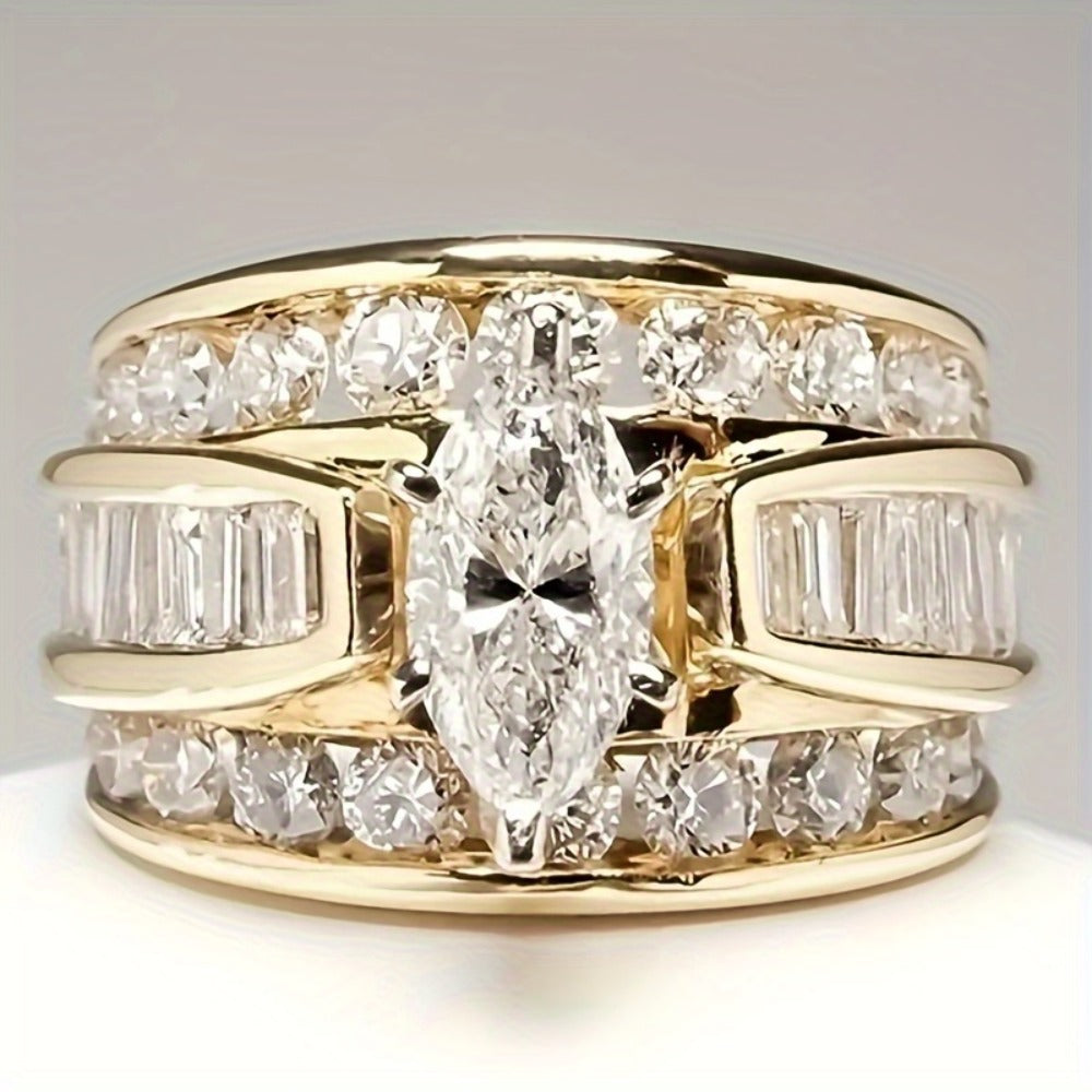 Stackable Rings for Women - Wide Band Ring Set 2Pcs for - Vintage Elegant Engagement Ring Set, Silver - product detail view