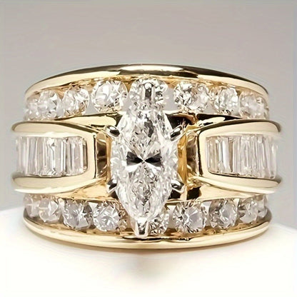 Stackable Rings for Women - Wide Band Ring Set 2Pcs for - Vintage Elegant Engagement Ring Set, Silver - product detail view