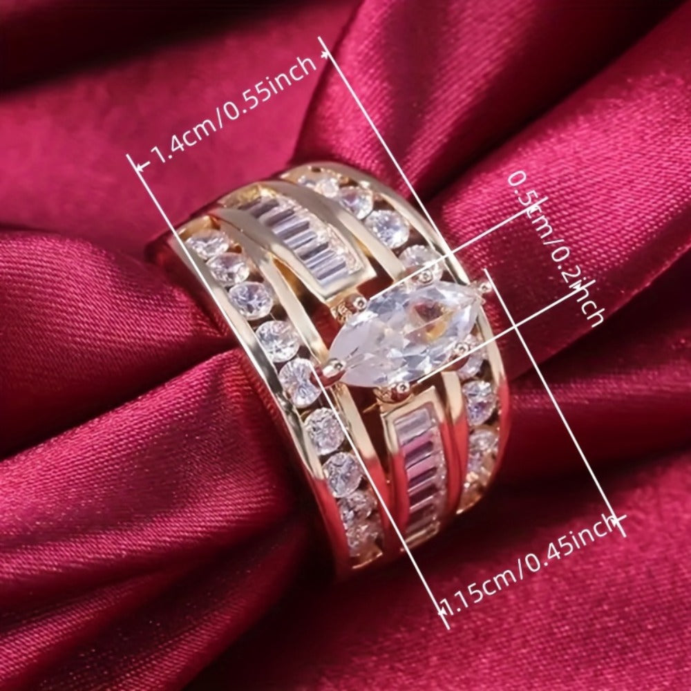 Stackable Rings for Women - Wide Band Ring Set 2Pcs for - Vintage Elegant Engagement Ring Set, Silver - product detail view