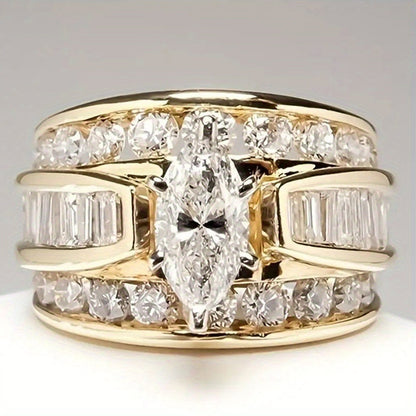 Stackable Rings for Women - Wide Band Ring Set 2Pcs for - Vintage Elegant Engagement Ring Set, Silver - product detail view