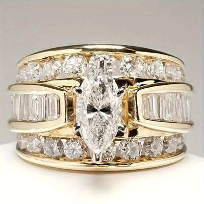 Stackable Rings for Women - Wide Band Ring Set 2Pcs for - Vintage Elegant Engagement Ring Set, Silver - product detail view