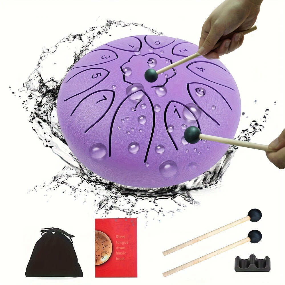 Steel Tongue Drum, 6-Inch 11-Note Set with Drumsticks and Music Book detail image - detail view 14