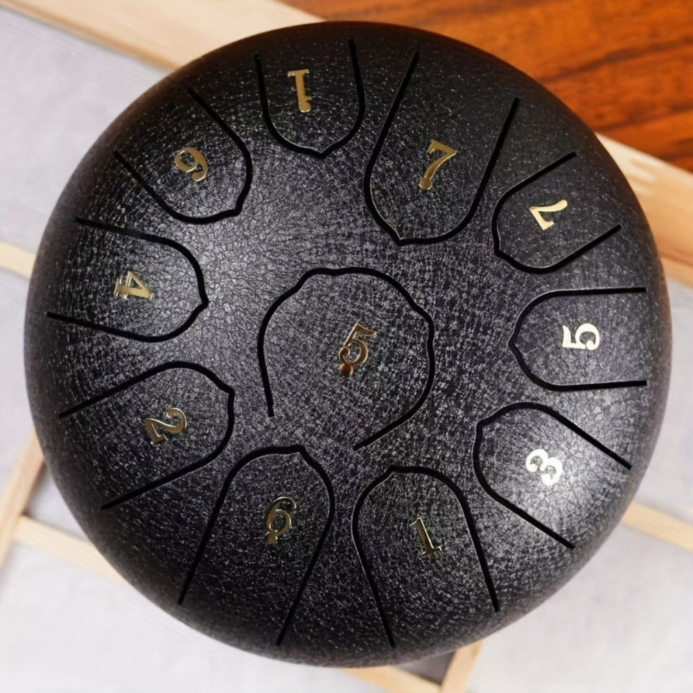Steel Tongue Drum, 6-Inch 11-Tone Set with Tote, Mallets and Finger Cots detail image - detail view 3