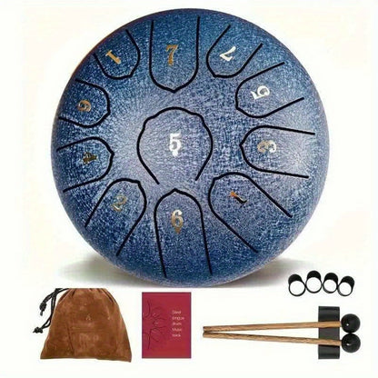 Steel Tongue Drum, 6-Inch 11-Tone Set with Tote, Mallets and Finger Cots detail image - detail view 9