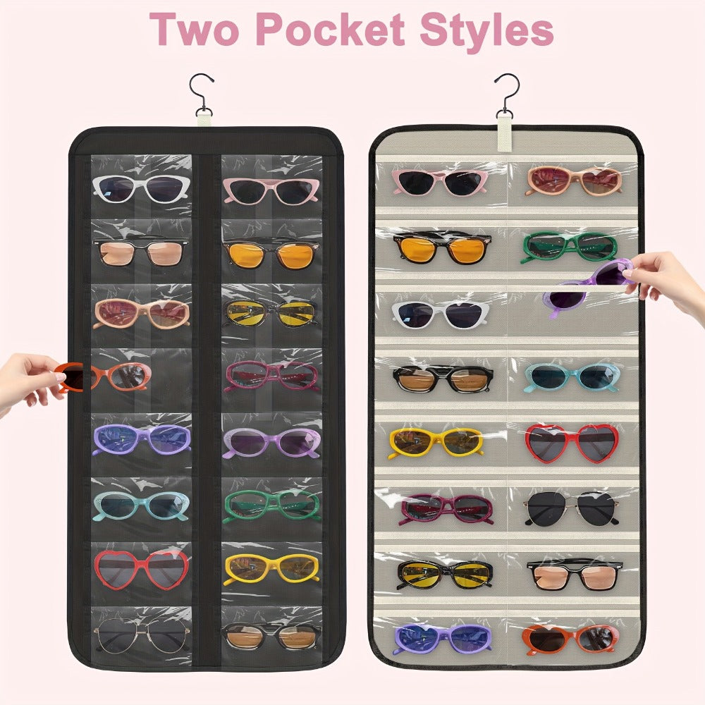 Storage Organizer - Hanging Glasses 32 Slots Wall Mounted Sunglasses Holder Double Sided 360 - product detail view 3