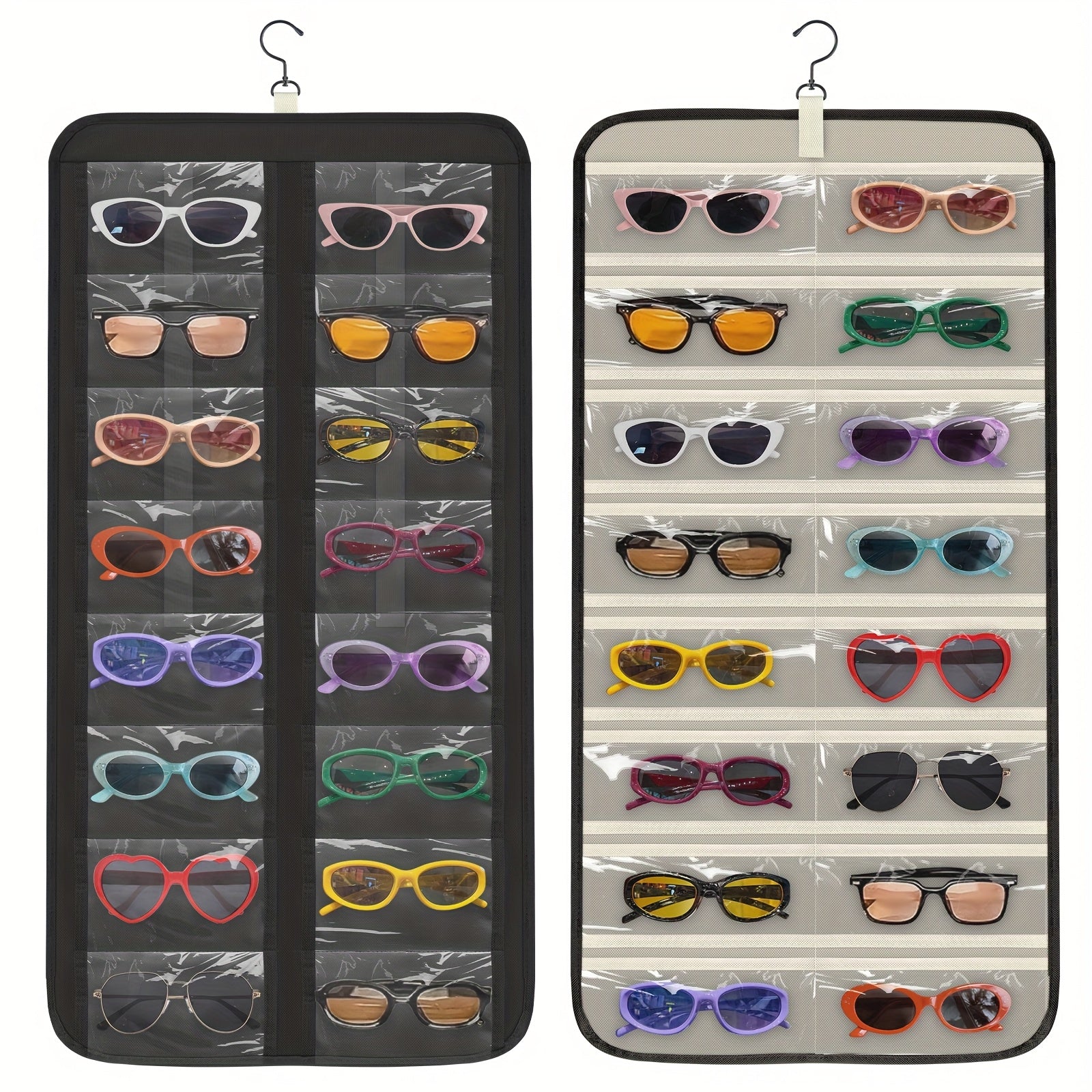 Storage Organizer - Hanging Glasses 32 Slots Wall Mounted Sunglasses Holder Double Sided 360 - product detail view 8