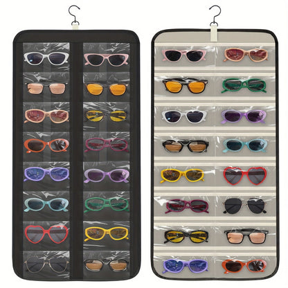 Storage Organizer - Hanging Glasses 32 Slots Wall Mounted Sunglasses Holder Double Sided 360 - product detail view 8