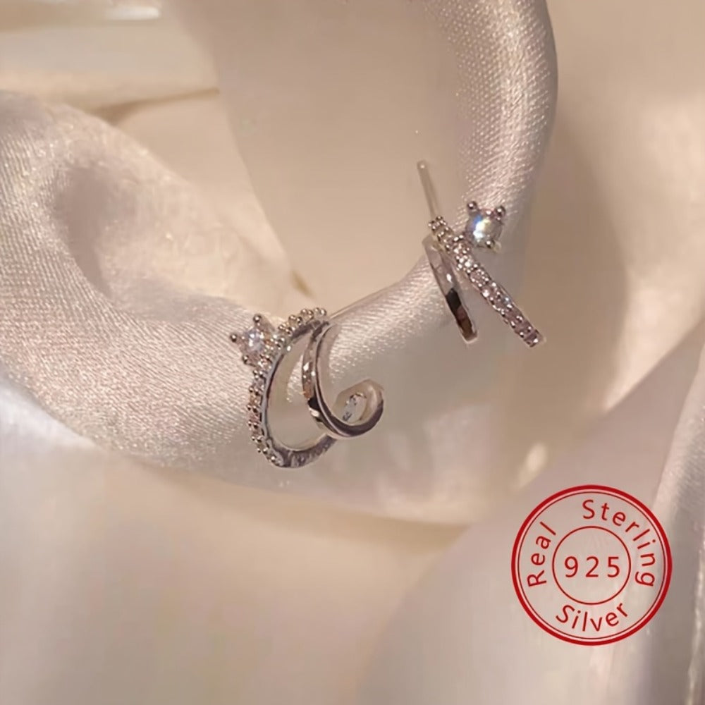 Stud Earrings for Women - CZ for 925 Sterling Silver Double Claw Prong Zirconia | Hypoallergenic - product detail view 7