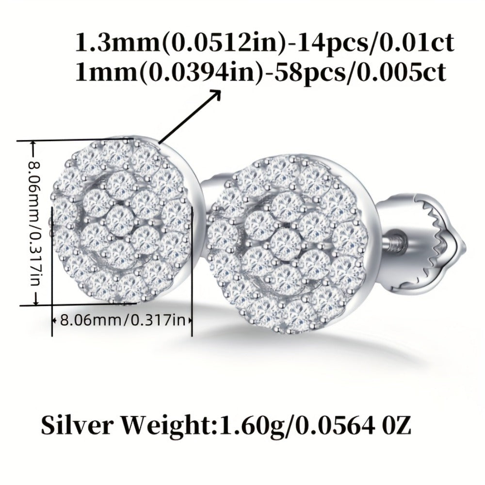 Stud Earrings for Women - Moissanite 925 Sterling Silver 0.43ct Round Full Plate Minimalist Ear - product detail view 4