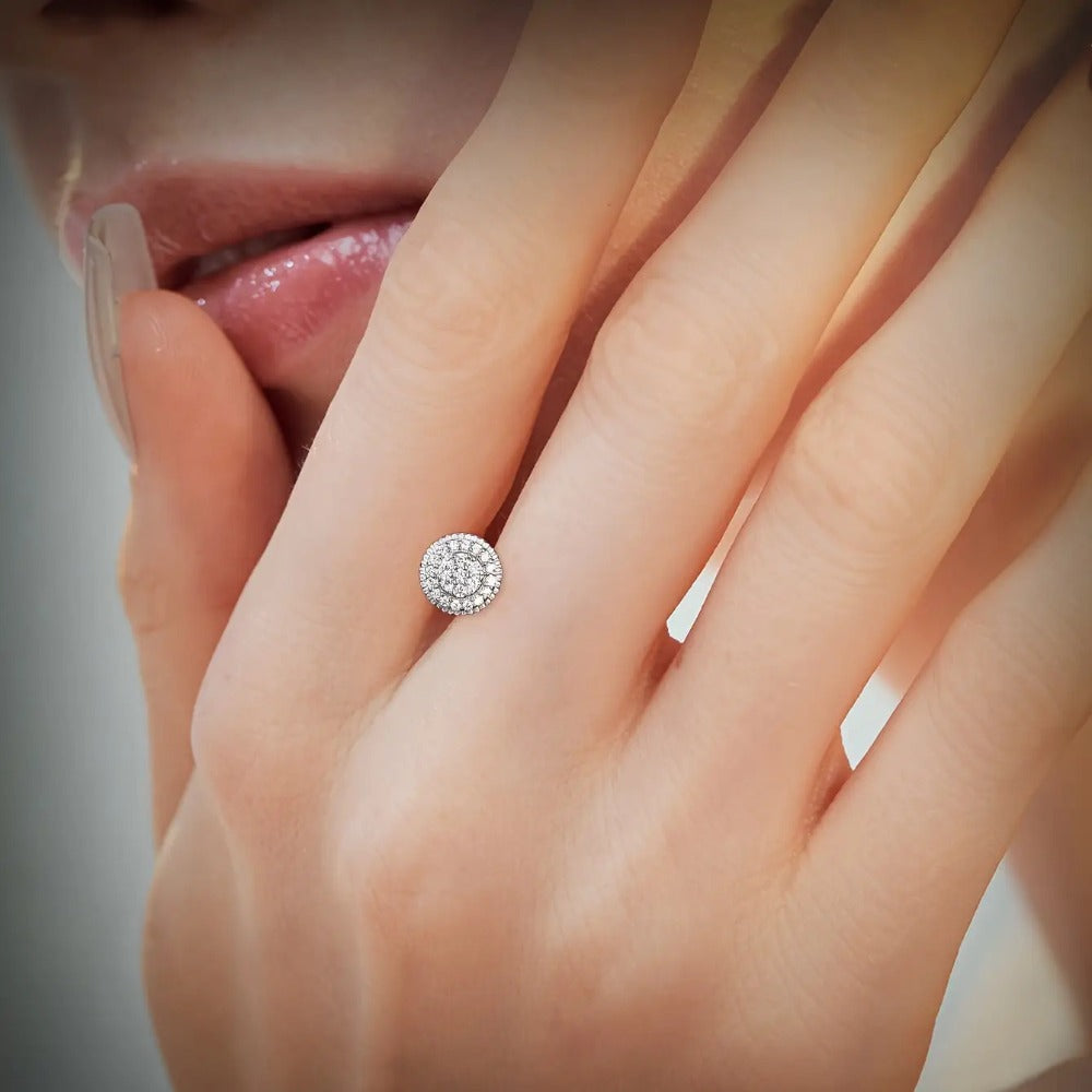 Stud Earrings for Women - Moissanite 925 Sterling Silver 0.43ct Round Full Plate Minimalist Ear - product detail view 5