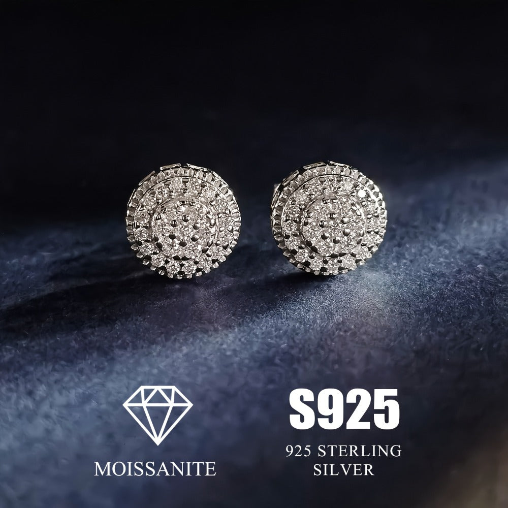 Stud Earrings for Women - Moissanite 925 Sterling Silver 0.43ct Round Full Plate Minimalist Ear - product detail view 6