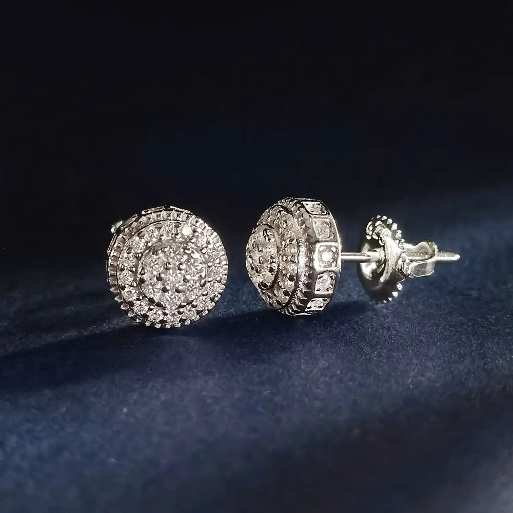 Stud Earrings for Women - Moissanite 925 Sterling Silver 0.43ct Round Full Plate Minimalist Ear - product detail view 7