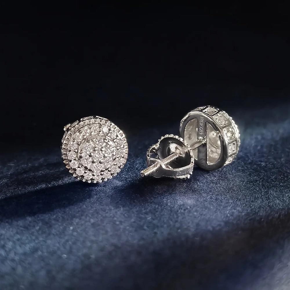 Stud Earrings for Women - Moissanite 925 Sterling Silver 0.43ct Round Full Plate Minimalist Ear - product detail view 8