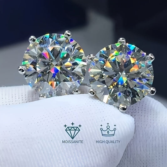 Stud Earrings for Women - Moissanite S925 Sterling Silver 0.5 1.0 2.0 3.0 Carat Diamond Alternative - main product view