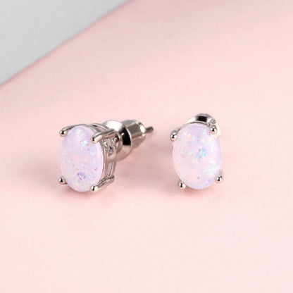 Stud Earrings for Women - Opal S925 Sterling Silver Black Opal Mosaic for , October Birthstone - product detail view 6