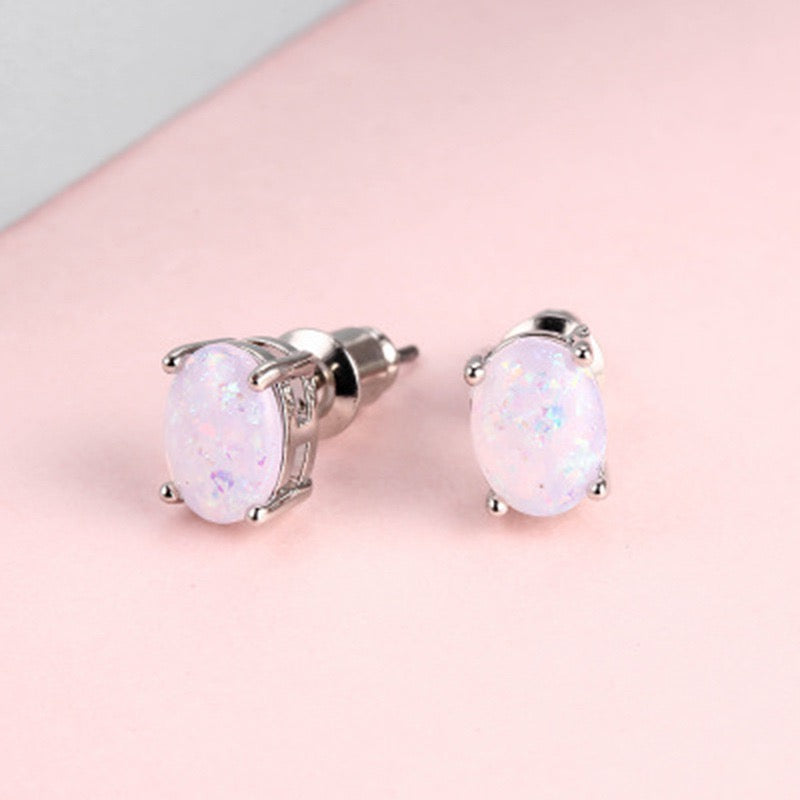 Stud Earrings for Women - Opal S925 Sterling Silver Black Opal Mosaic for , October Birthstone - product detail view 13