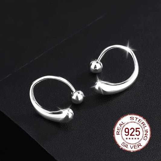 Stud Earrings for Women - S925 Sterling Silver Teardrop with Screw-Back Minimalist High-End for - product detail view 2