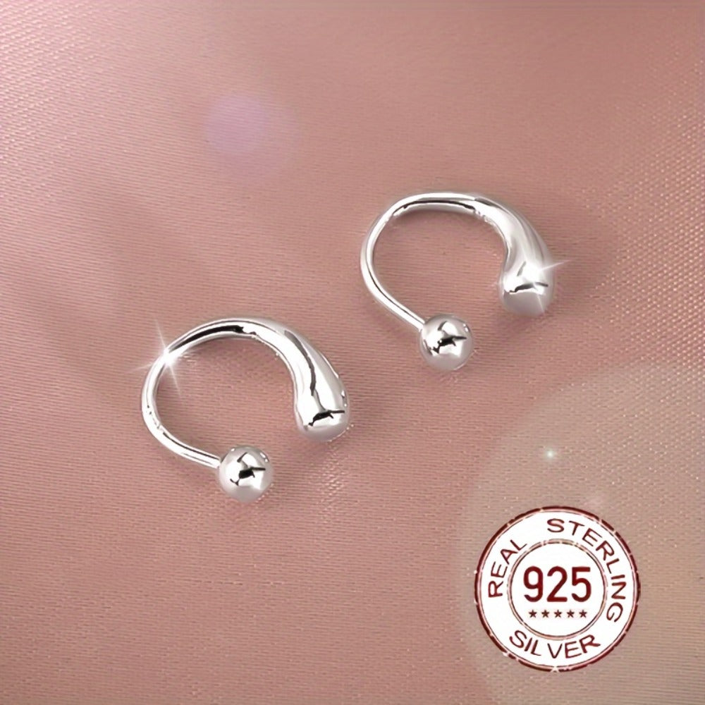Stud Earrings for Women - S925 Sterling Silver Teardrop with Screw-Back Minimalist High-End for - product detail view 4