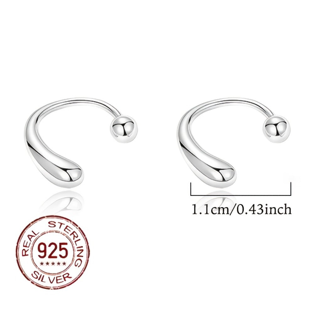 Stud Earrings for Women - S925 Sterling Silver Teardrop with Screw-Back Minimalist High-End for - product detail view 5