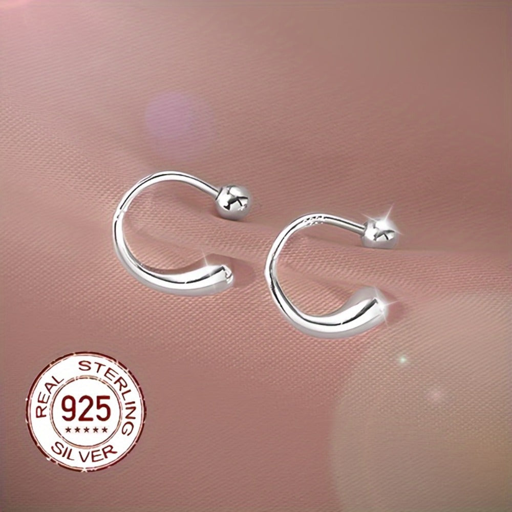 Stud Earrings for Women - S925 Sterling Silver Teardrop with Screw-Back Minimalist High-End for - product detail view 7