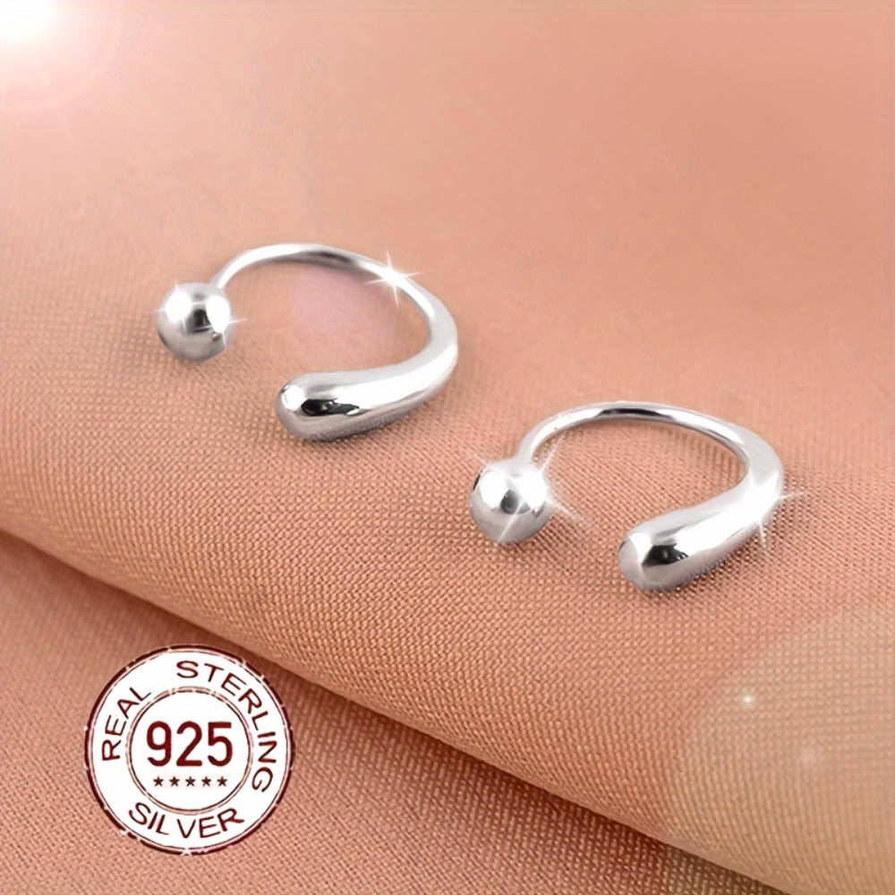 Stud Earrings for Women - S925 Sterling Silver Teardrop with Screw-Back Minimalist High-End for - product detail view 8