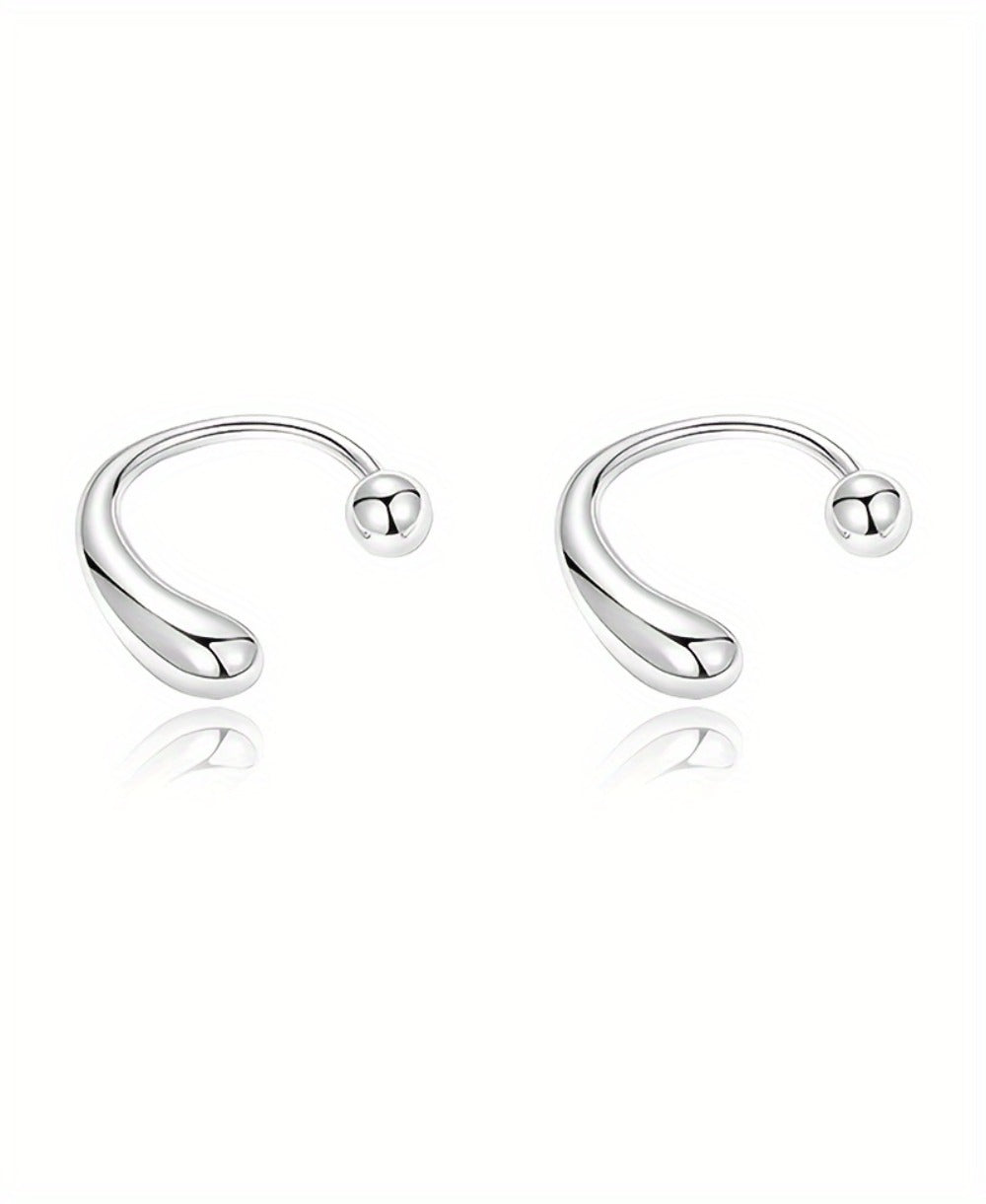 Stud Earrings for Women - S925 Sterling Silver Teardrop with Screw-Back Minimalist High-End for - product detail view 9