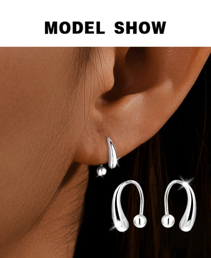 Stud Earrings for Women - S925 Sterling Silver Teardrop with Screw-Back Minimalist High-End for - product detail view 10