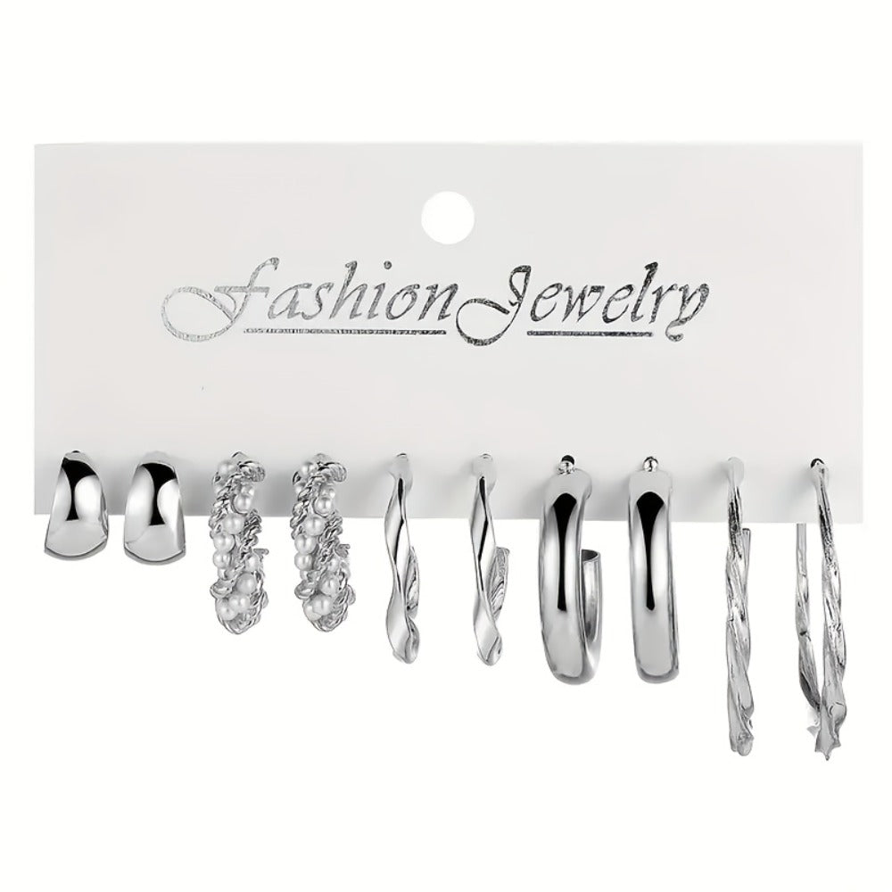 Stud Earrings for Women - Set 40 Pieces for Pearl Geometric Heart Butterfly Hollow & Dangle Mix - product detail view 7