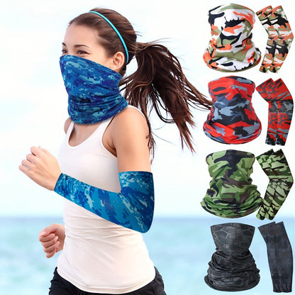 Sun Protection Set - Riding Face Mask 3pcs + Arm Sleeves 1 Pair Breathable Quick Dry Unisex - main product view