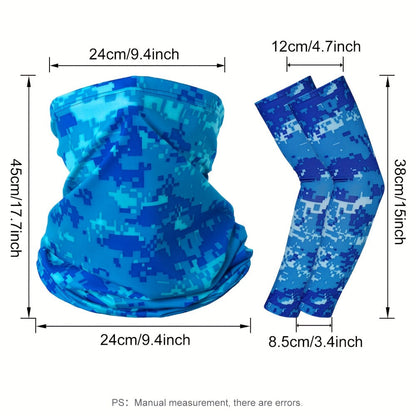 Sun Protection Set - Riding Face Mask 3pcs + Arm Sleeves 1 Pair Breathable Quick Dry Unisex - product detail view 2