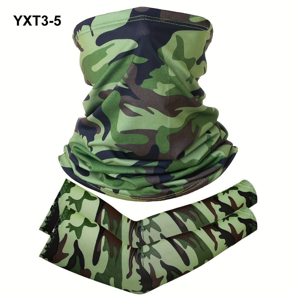 Sun Protection Set - Riding Face Mask 3pcs + Arm Sleeves 1 Pair Breathable Quick Dry Unisex - product detail view 16