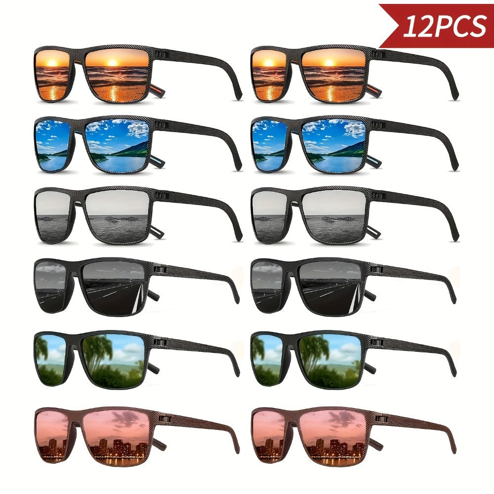 Sunglasses for Men - 12 Pack Classic Square Retro Fashion Eyewear Unisex PC Frame Multi-Color - product detail view 3