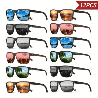 Sunglasses for Men - 12 Pack Classic Square Retro Fashion Eyewear Unisex PC Frame Multi-Color - product detail view 14