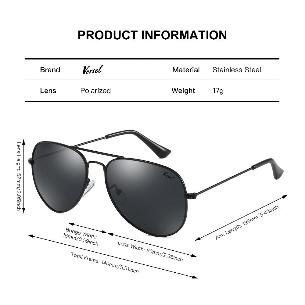 Sunglasses for Men - Aviator Polarized for & Women Mirrored Oversized Pilot Frame 139mm - product detail view 2