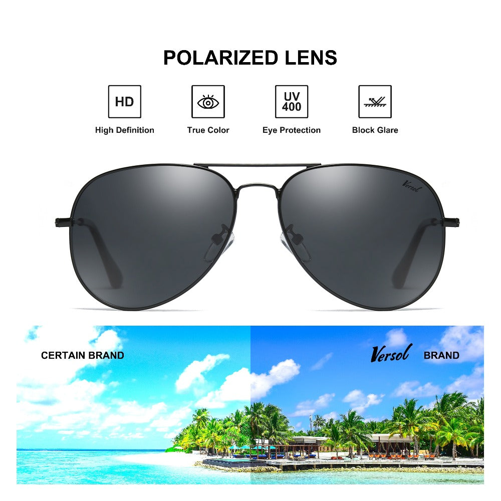 Sunglasses for Men - Aviator Polarized for & Women Mirrored Oversized Pilot Frame 139mm - product detail view 6