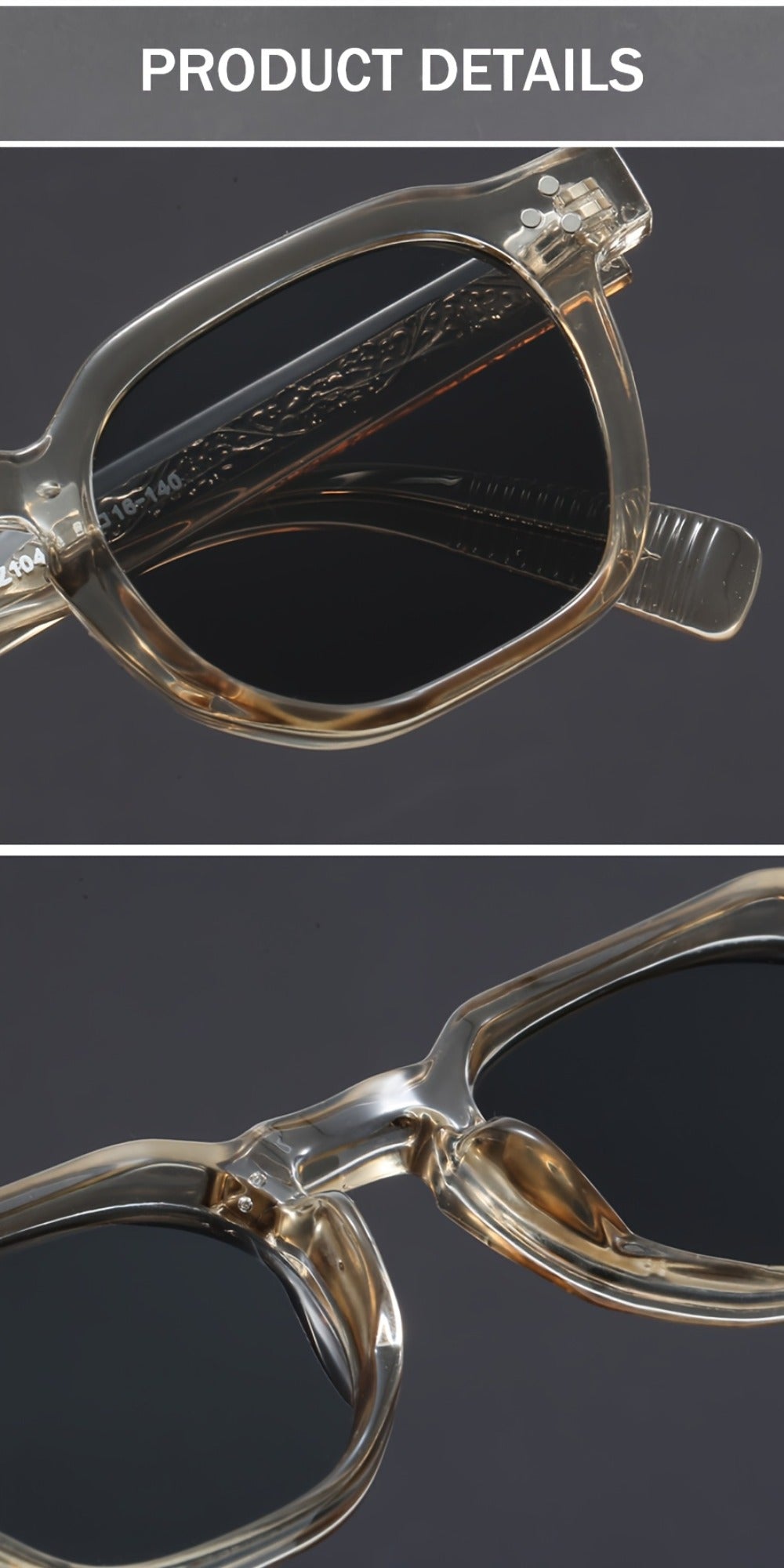 Sunglasses for Men - Bohemian Polygonal Full Frame AC Lens Geometric Eyewear for & Women - product detail view 15