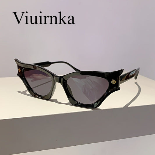 Sunglasses for Women - Cat Eye for Black Retro Wide Rim Bold Statement Eyewear for , Beach - product detail view 2