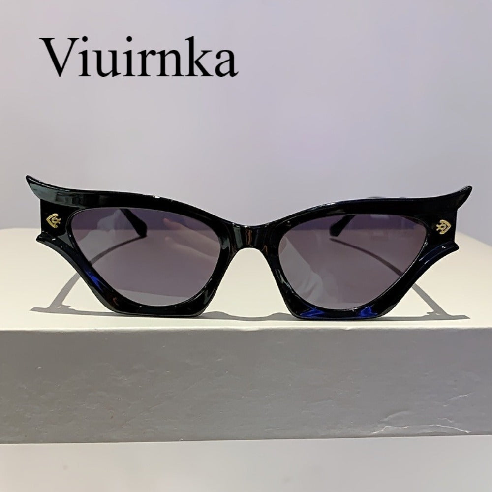 Sunglasses for Women - Cat Eye for Black Retro Wide Rim Bold Statement Eyewear for , Beach - product detail view 4