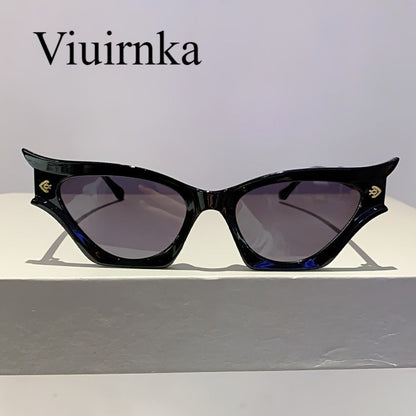 Sunglasses for Women - Cat Eye for Black Retro Wide Rim Bold Statement Eyewear for , Beach - product detail view 4
