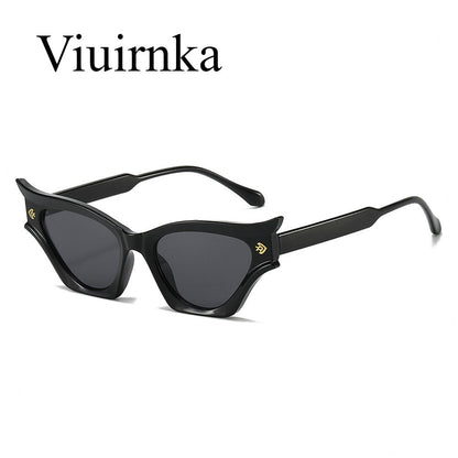 Sunglasses for Women - Cat Eye for Black Retro Wide Rim Bold Statement Eyewear for , Beach - product detail view 6
