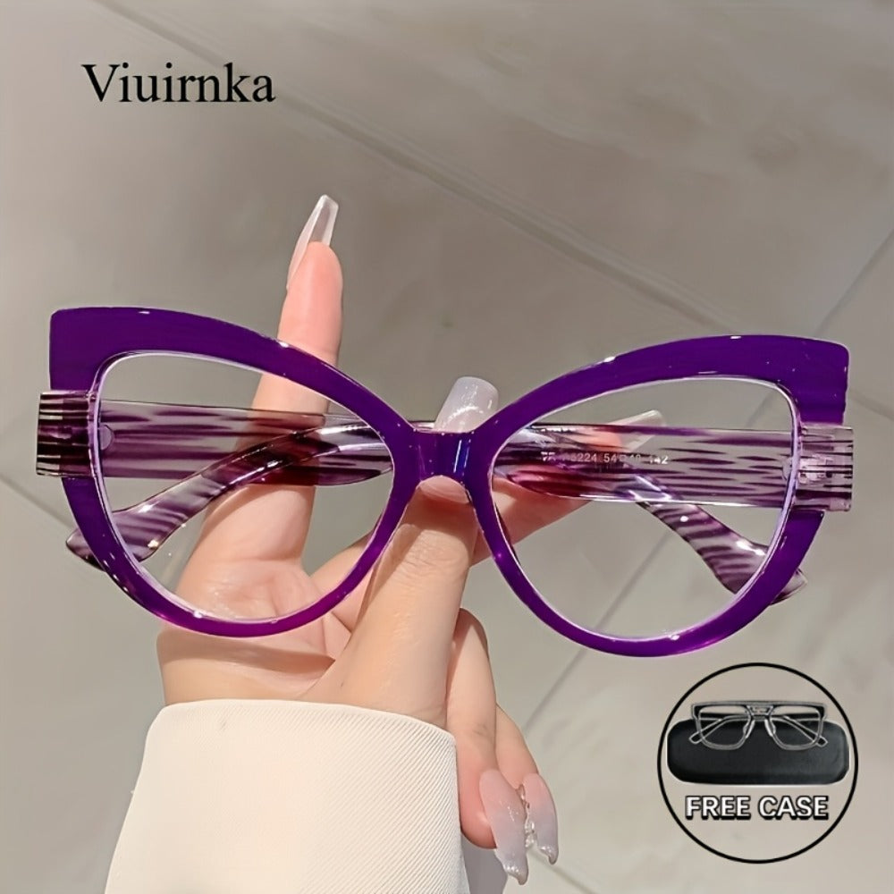 Sunglasses for Women - Cat Eye Glasses Oversized Leopard Print Color Block Gradient Frame Cute - main product view