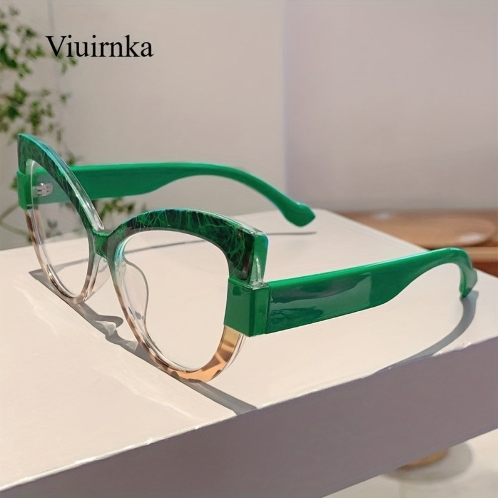 Sunglasses for Women - Cat Eye Glasses Oversized Leopard Print Color Block Gradient Frame Cute - product detail view 4