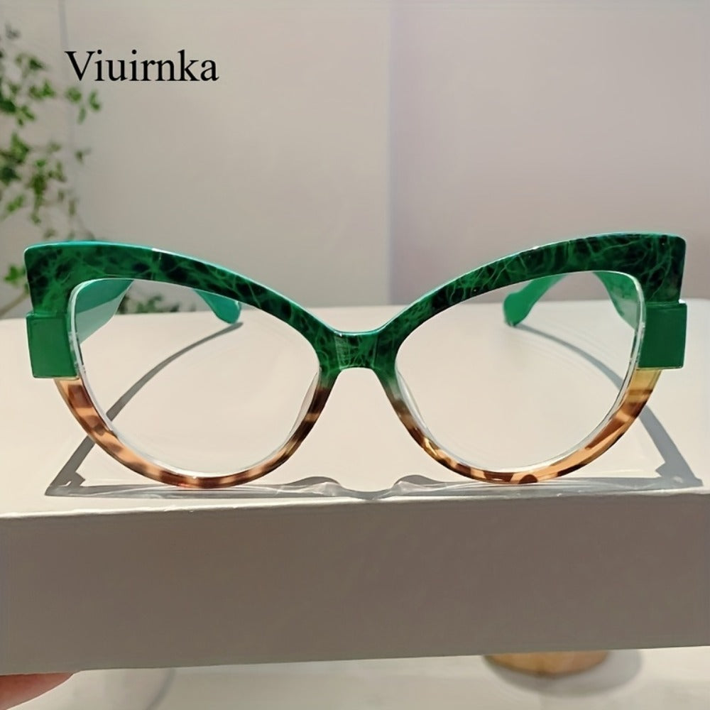 Sunglasses for Women - Cat Eye Glasses Oversized Leopard Print Color Block Gradient Frame Cute - product detail view 7