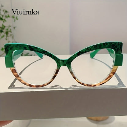 Sunglasses for Women - Cat Eye Glasses Oversized Leopard Print Color Block Gradient Frame Cute - product detail view 7