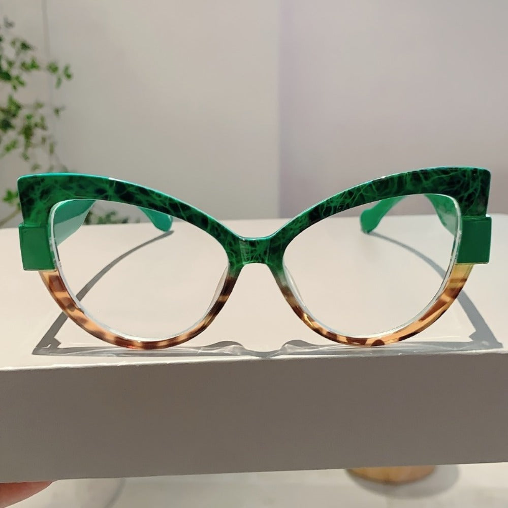 Sunglasses for Women - Cat Eye Glasses Oversized Leopard Print Color Block Gradient Frame Cute - product detail view 12
