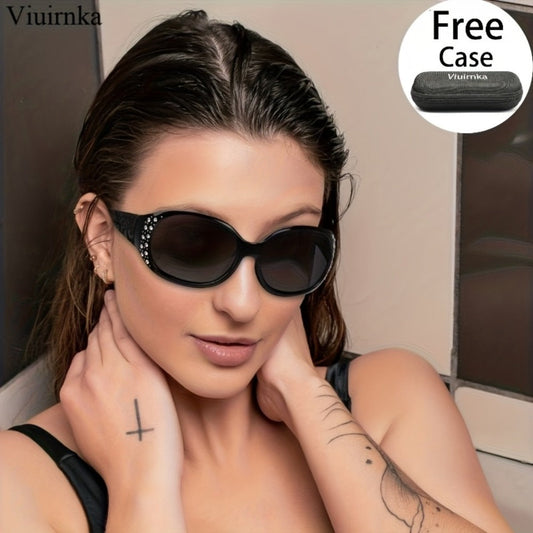 Sunglasses for Women - Cat Eye Rhinestone Embellished Floral Design Leopard Tea Lightweight - main product view