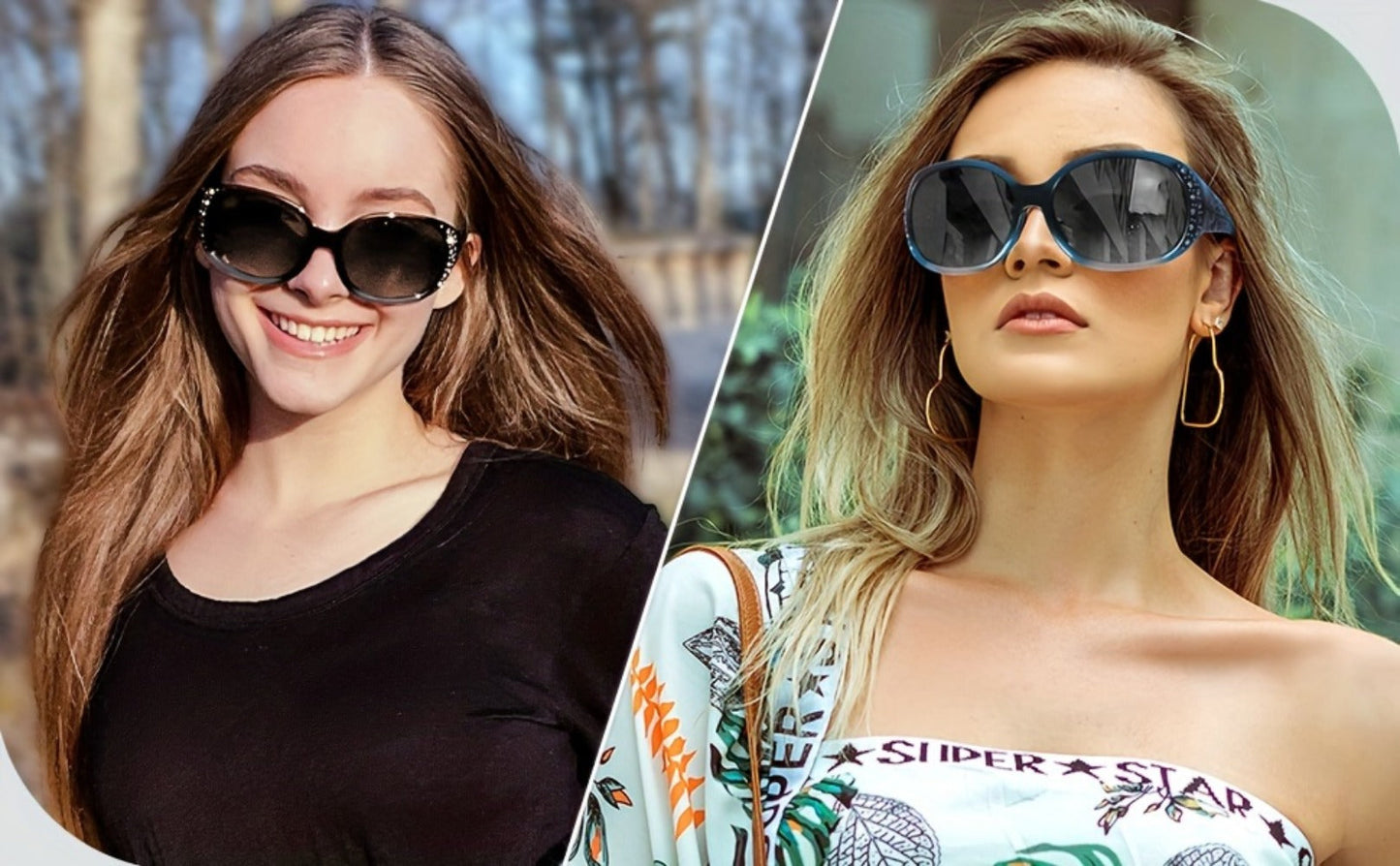 Sunglasses for Women - Cat Eye Rhinestone Embellished Floral Design Leopard Tea Lightweight - product detail view 10