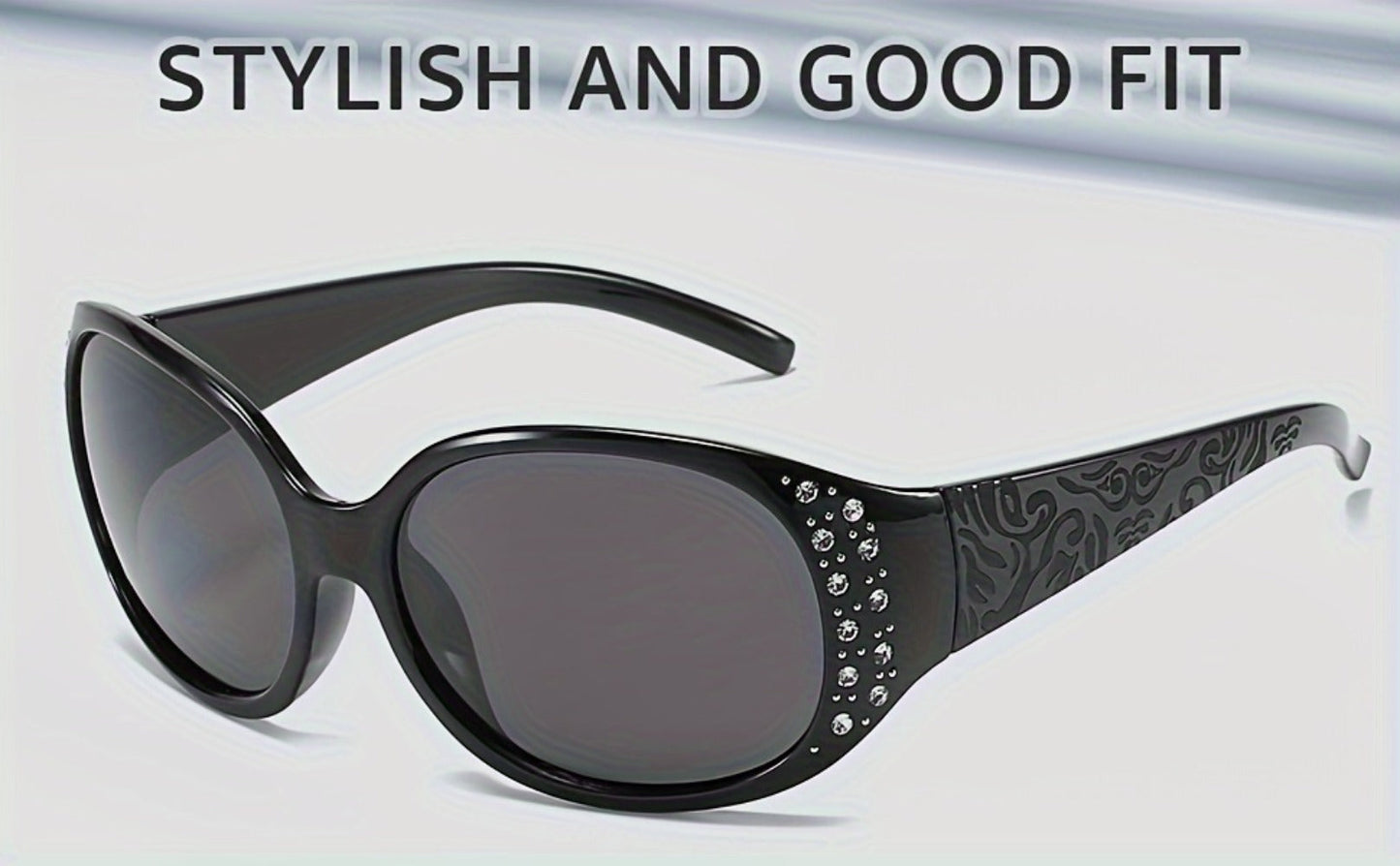 Sunglasses for Women - Cat Eye Rhinestone Embellished Floral Design Leopard Tea Lightweight - product detail view 12